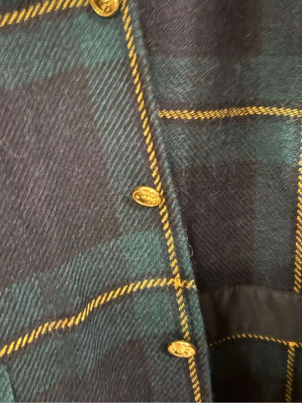 Polo by Ralph Lauren Navy & Green Plaid Sport Coat with Gold Accents - Picture 11 of 15